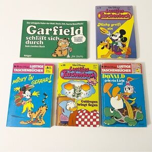 Lot of 5 Disney German Books Mickey Mouse Donald Duck and Garfield